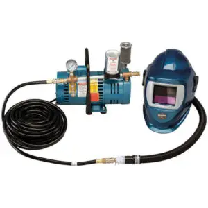 ALLEGRO SAFETY 9248-01 Deluxe Supplied Air Shield and Blue Welding Helmet, 1 Worker