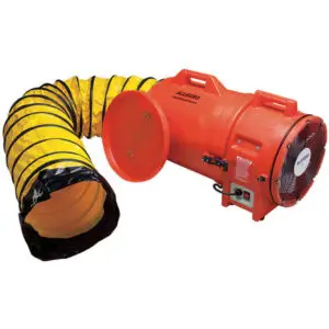 ALLEGRO SAFETY 9543-25 Plastic Axial Blower, 12 Inch Duct, 3450 RPM, 1 HP, 1842 CFM