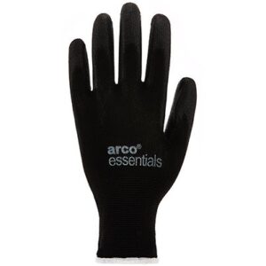 ARCO ESSENTIALS BLACK PU-COATED GLOVES (PACK OF 12 PAIRS) PN: 14A1600 (SIZE: 10)